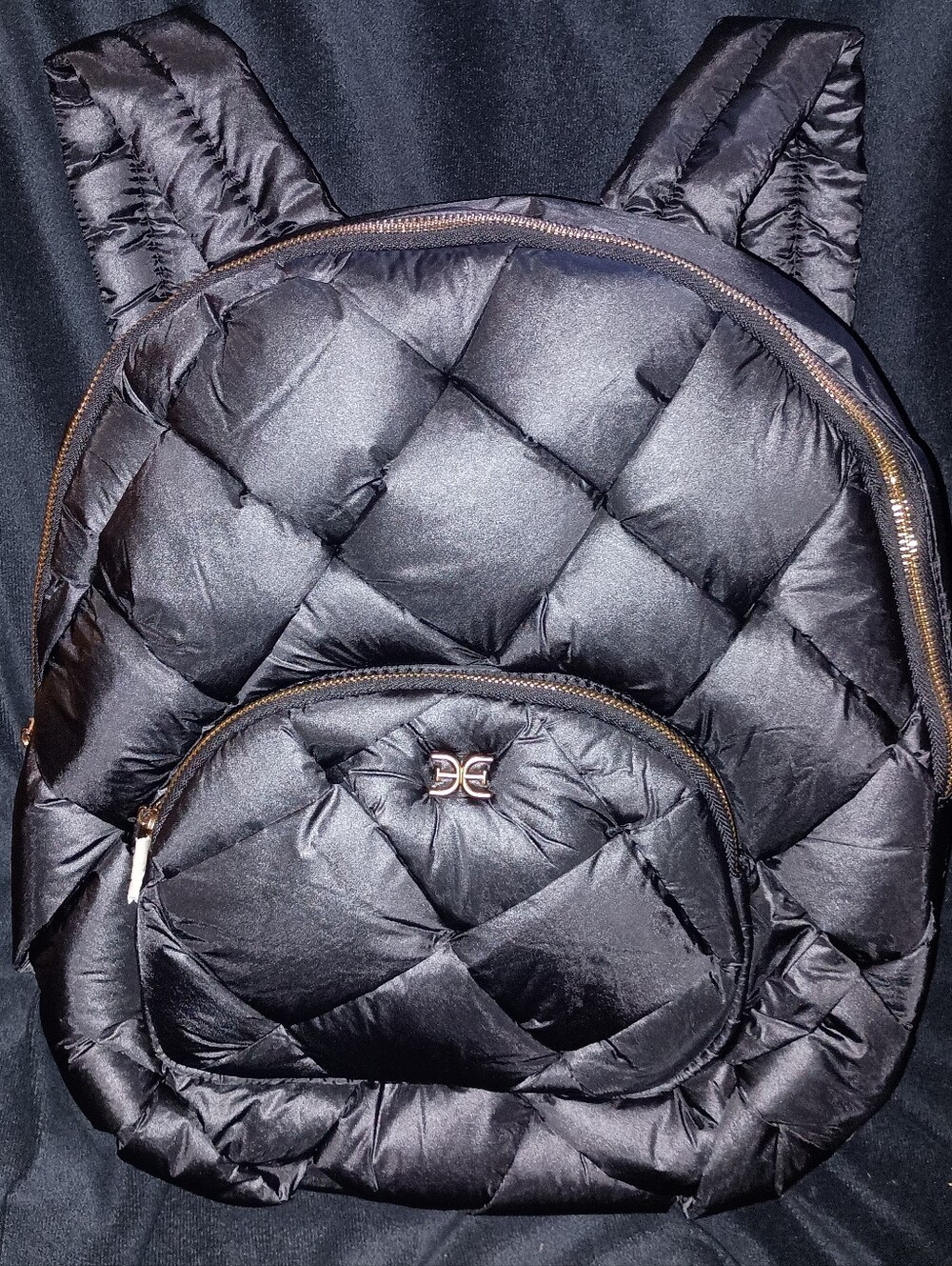 NWT Sam Edelman JULIANNA Woven Nylon Large Backpack in Black w/Gold Hardware NEW